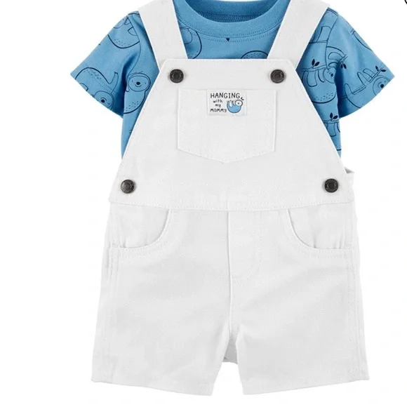 🔵3/$12 Carter's Baby Boys Piece Sloth Tee and Overalls Outfit - Main Image